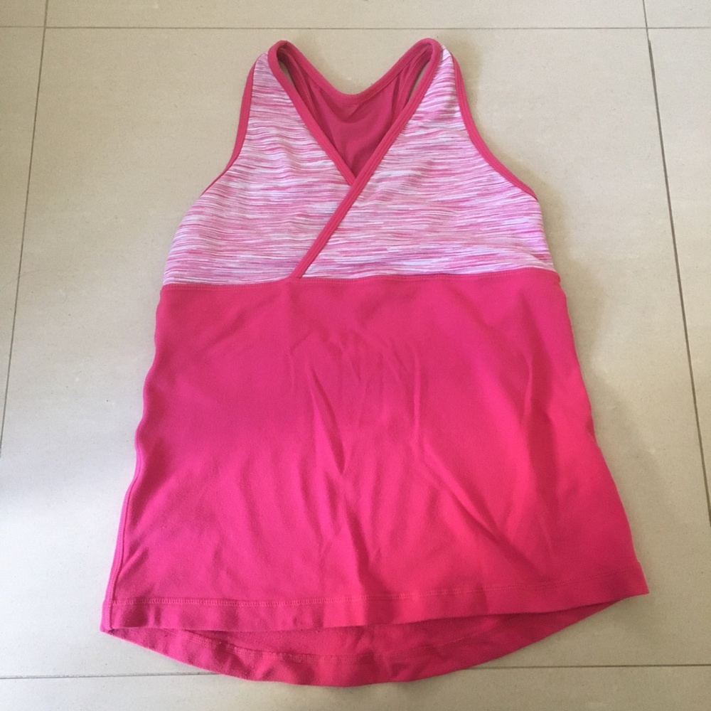 Lululemon Pink/White Racerback Tank Top Size 10